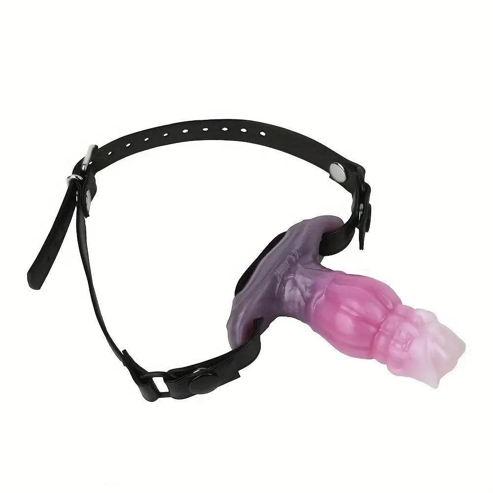 Purple and pink knotted silicone dildo, photo 3