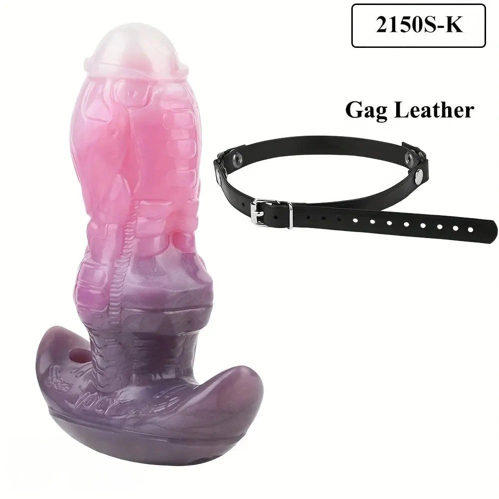 Purple and pink knotted silicone dildo, photo 6