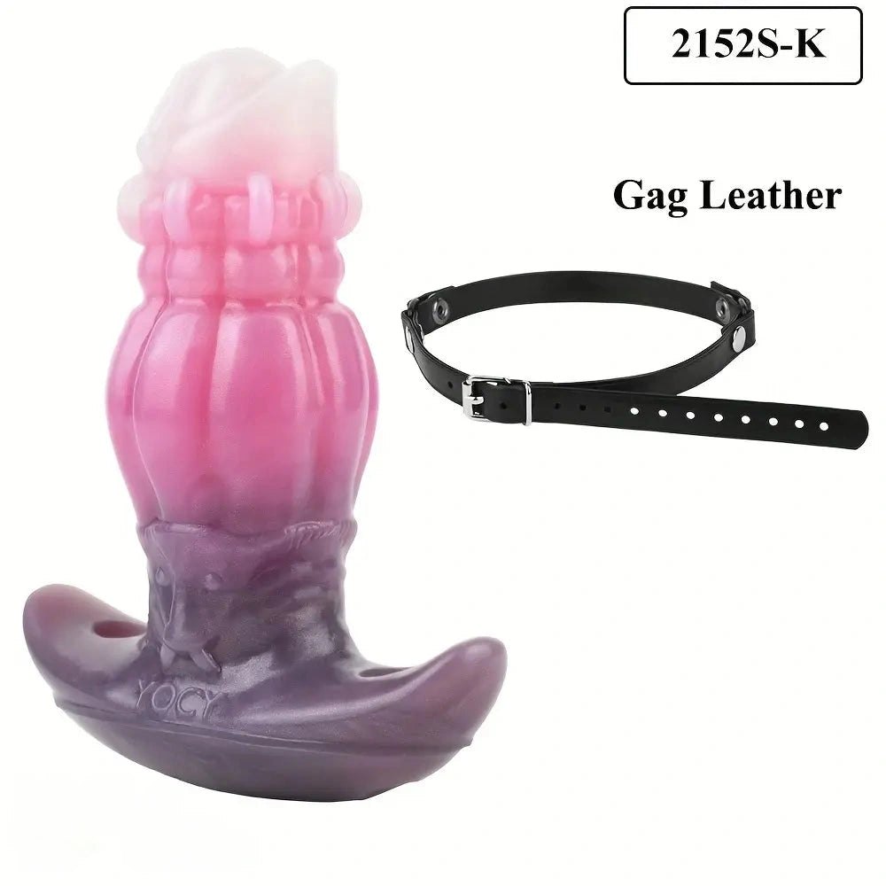 Purple and pink knotted silicone dildo, photo 8