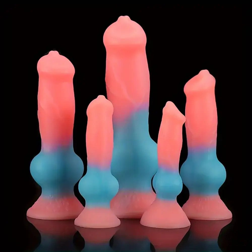 Colorful knotted animal silicone dildo, photo 1