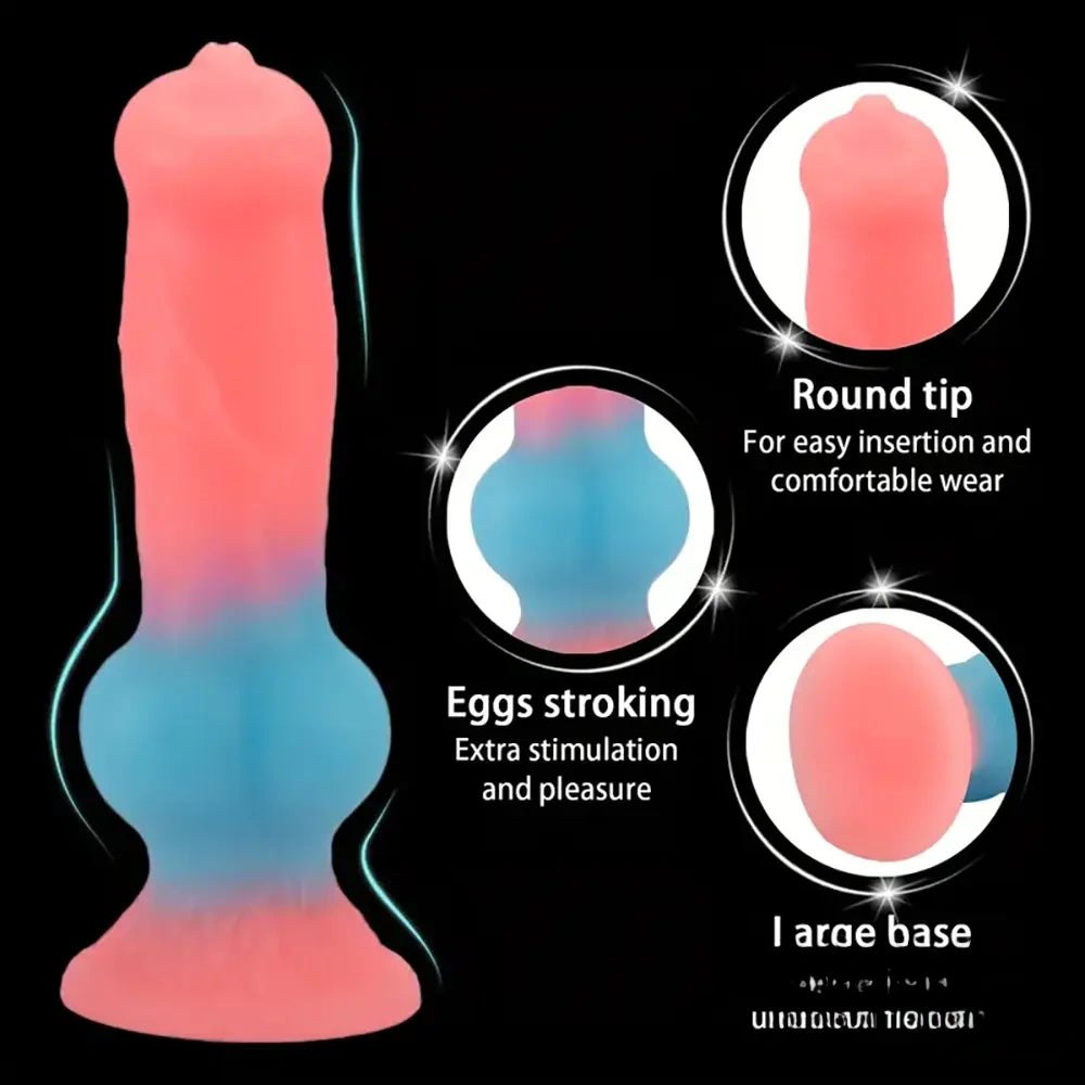 Colorful knotted animal silicone dildo, photo 4
