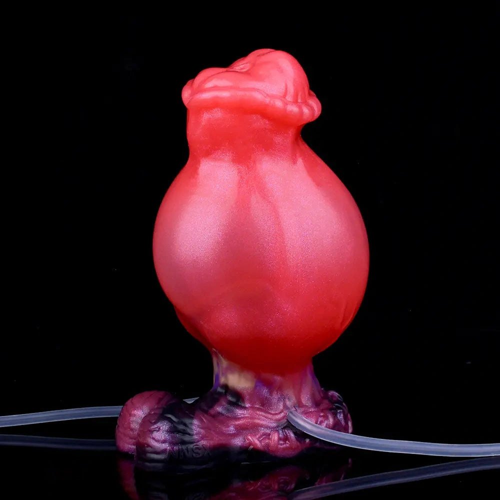 Red knotted animal-style silicone dildo, photo 10
