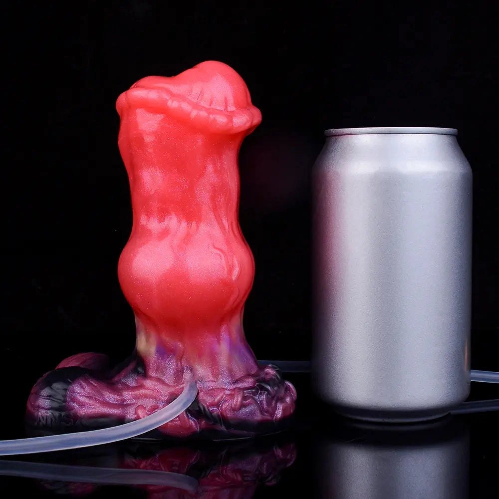 Red knotted animal-style silicone dildo, photo 11