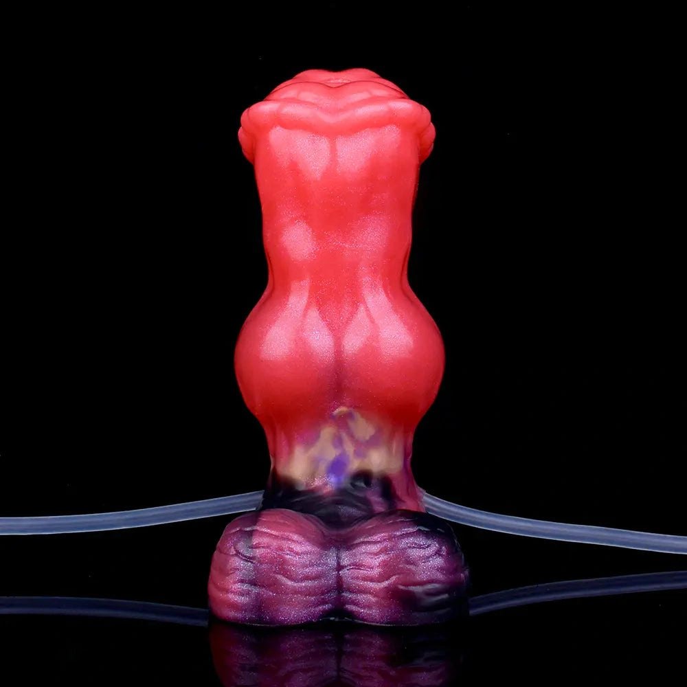 Red knotted animal-style silicone dildo, photo 13