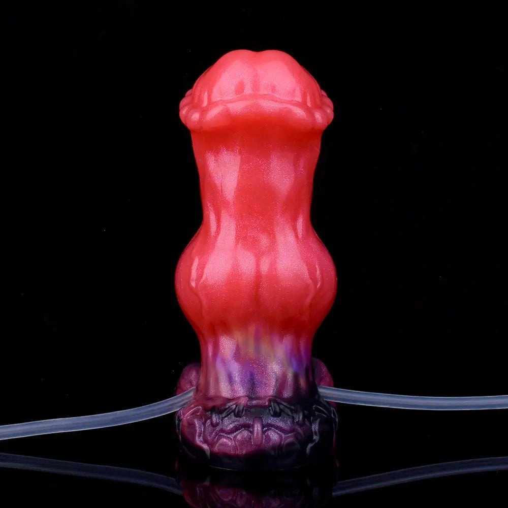 Red knotted animal-style silicone dildo, photo 15