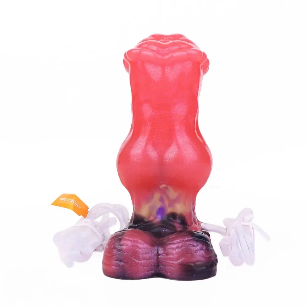Red knotted animal-style silicone dildo, photo 2