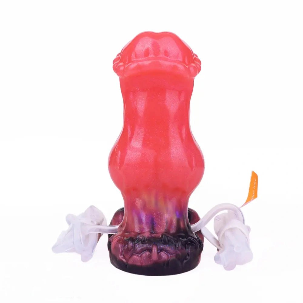 Red knotted animal-style silicone dildo, photo 3