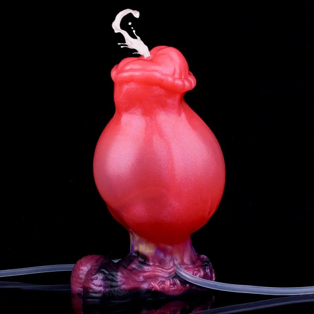 Red knotted animal-style silicone dildo, photo 6