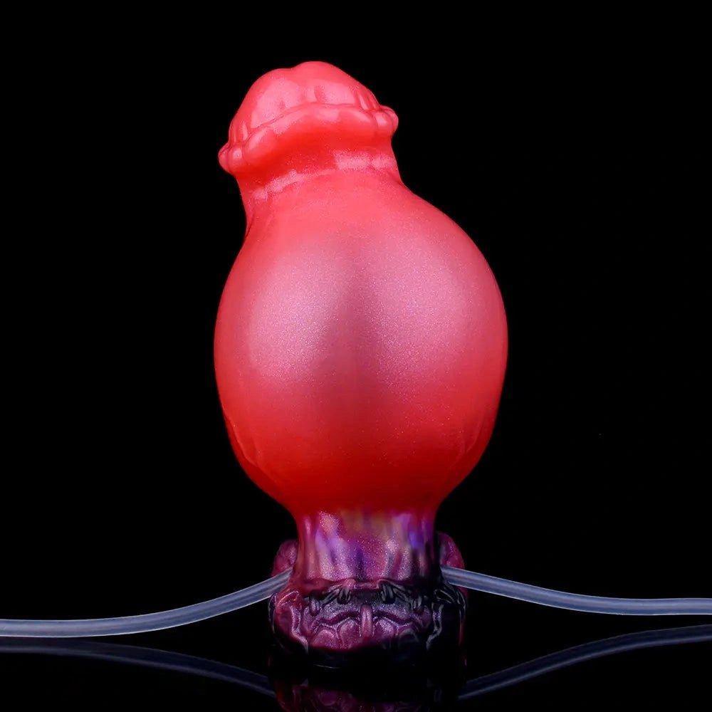 Red knotted animal-style silicone dildo, photo 8