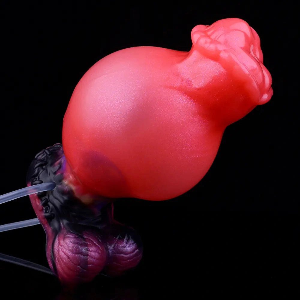 Red knotted animal-style silicone dildo, photo 9
