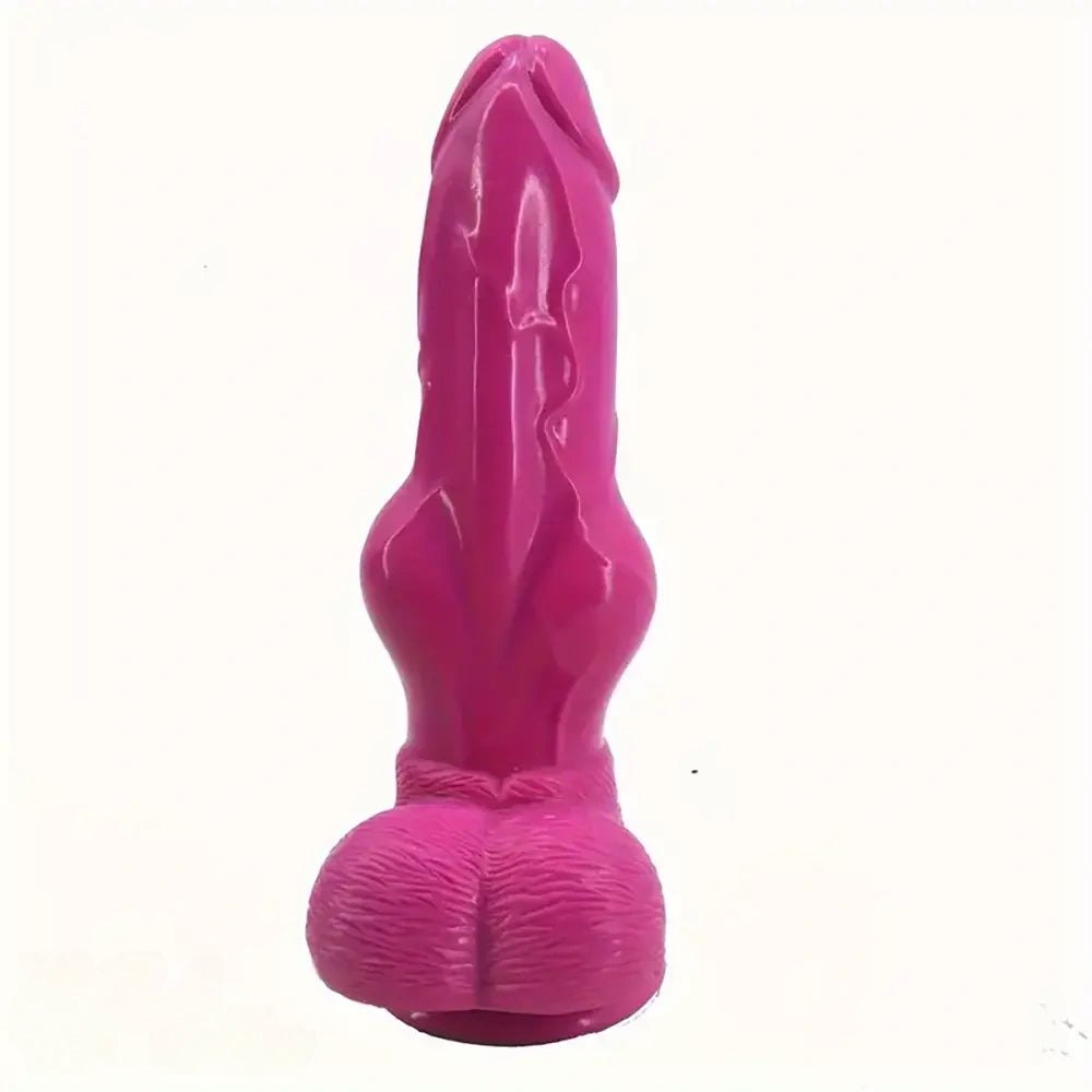 Pink knotted animal-style silicone dildo