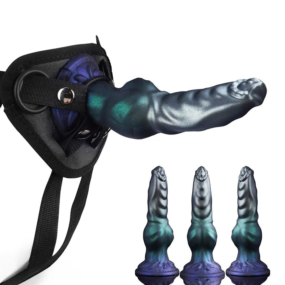 Blue green knotted dog strap-on dildo, photo 10