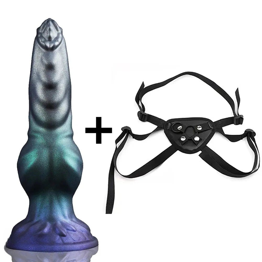Blue green knotted dog strap-on dildo, photo 11