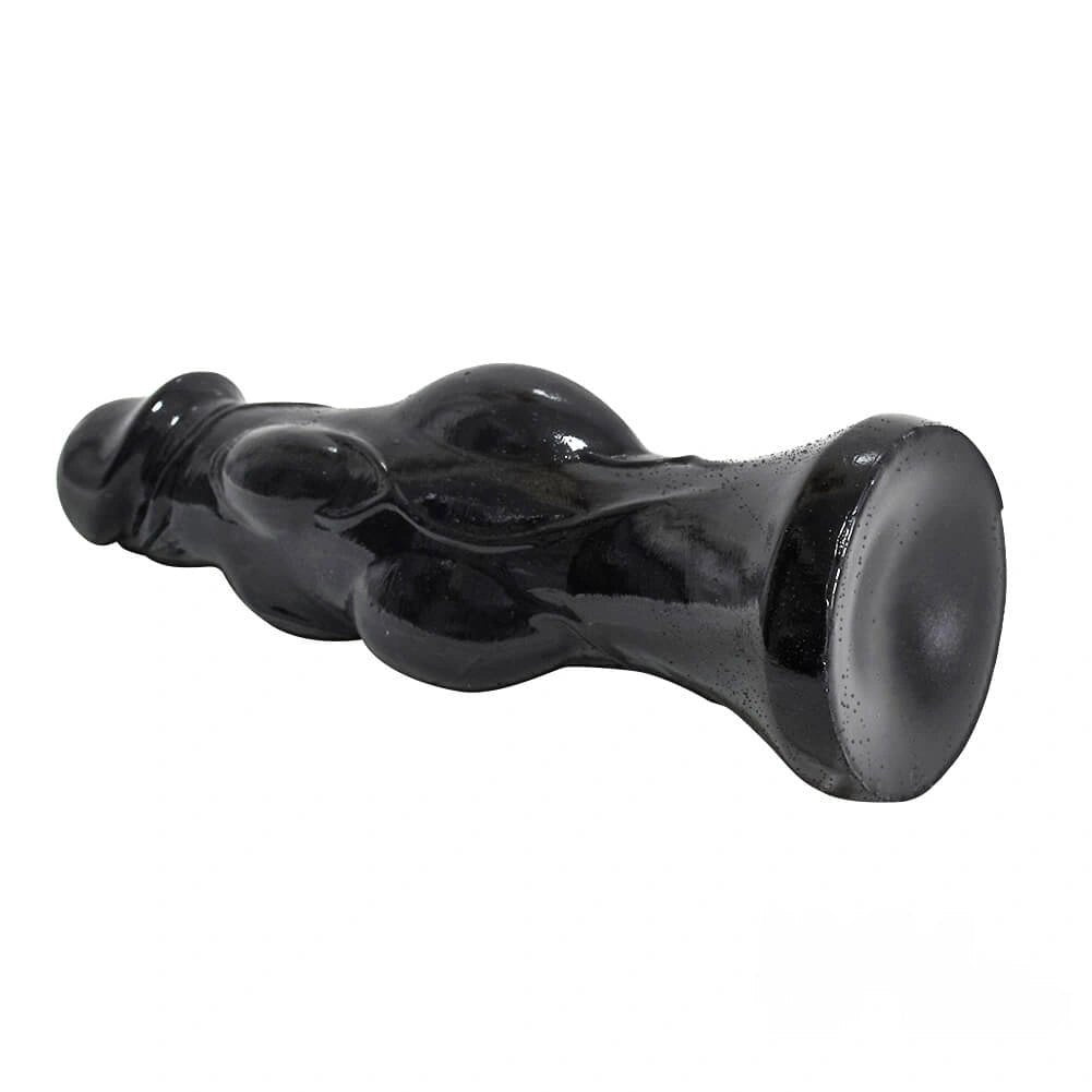 Black knotted bumpy ridge PVC dildo