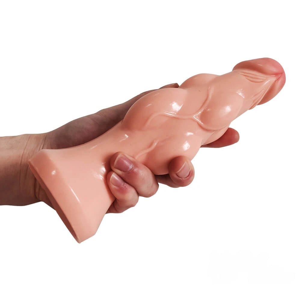 Flesh knotted bumpy ridge PVC dildo