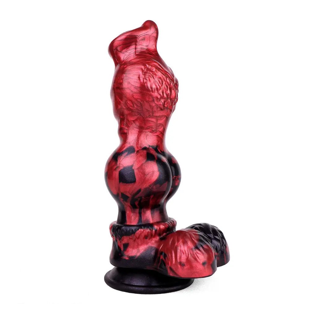 Red silicone knotted dog creature dildo, photo 1