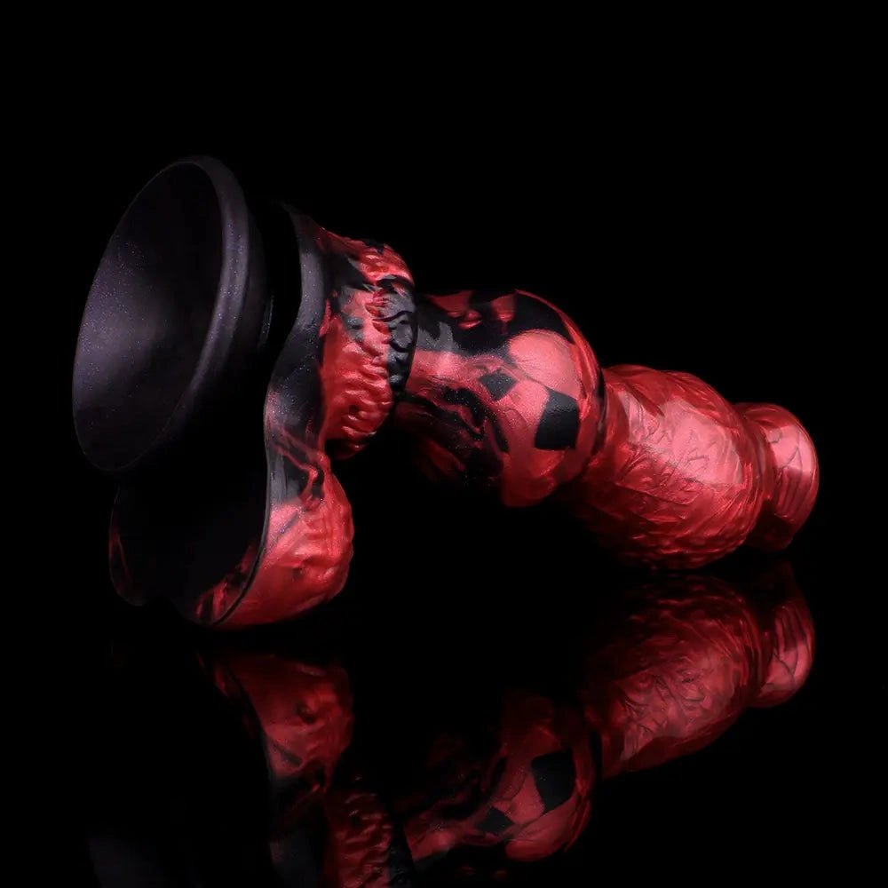 Red silicone knotted dog creature dildo, photo 11