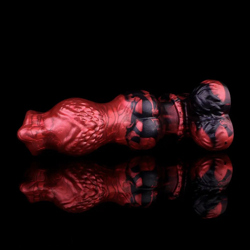 Red silicone knotted dog creature dildo, photo 13