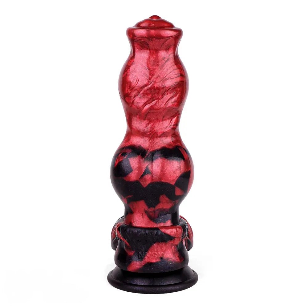 Red silicone knotted dog creature dildo, photo 2