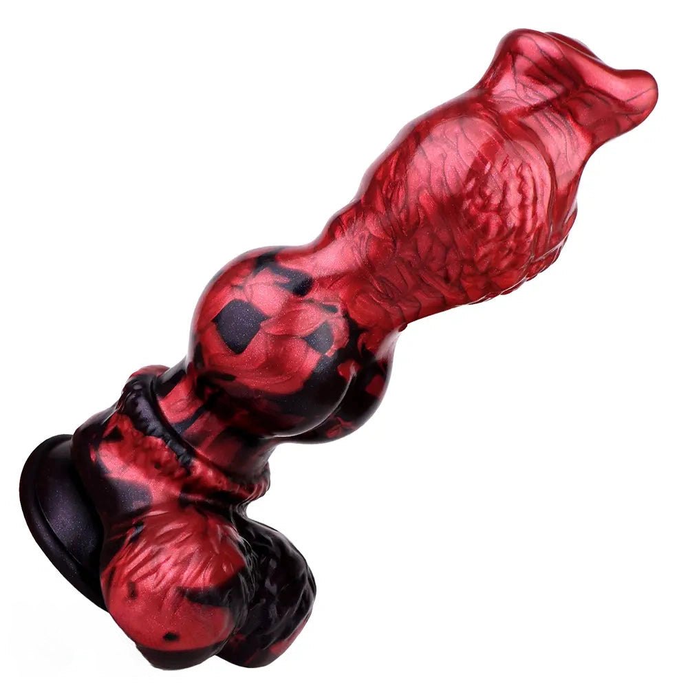 Red silicone knotted dog creature dildo, photo 5