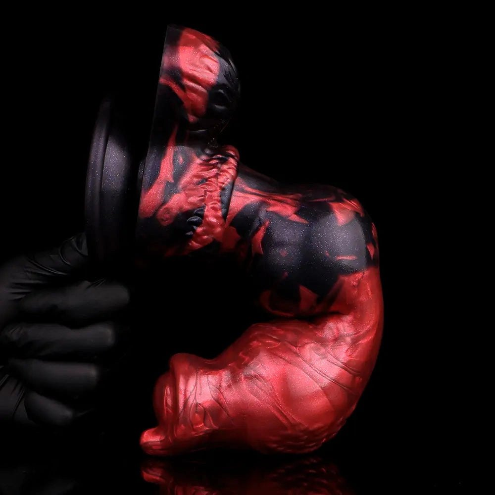 Red silicone knotted dog creature dildo, photo 6