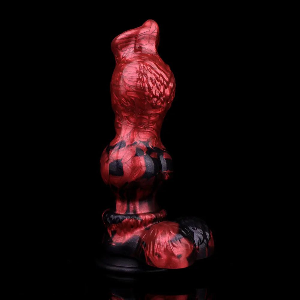 Red silicone knotted dog creature dildo, photo 7