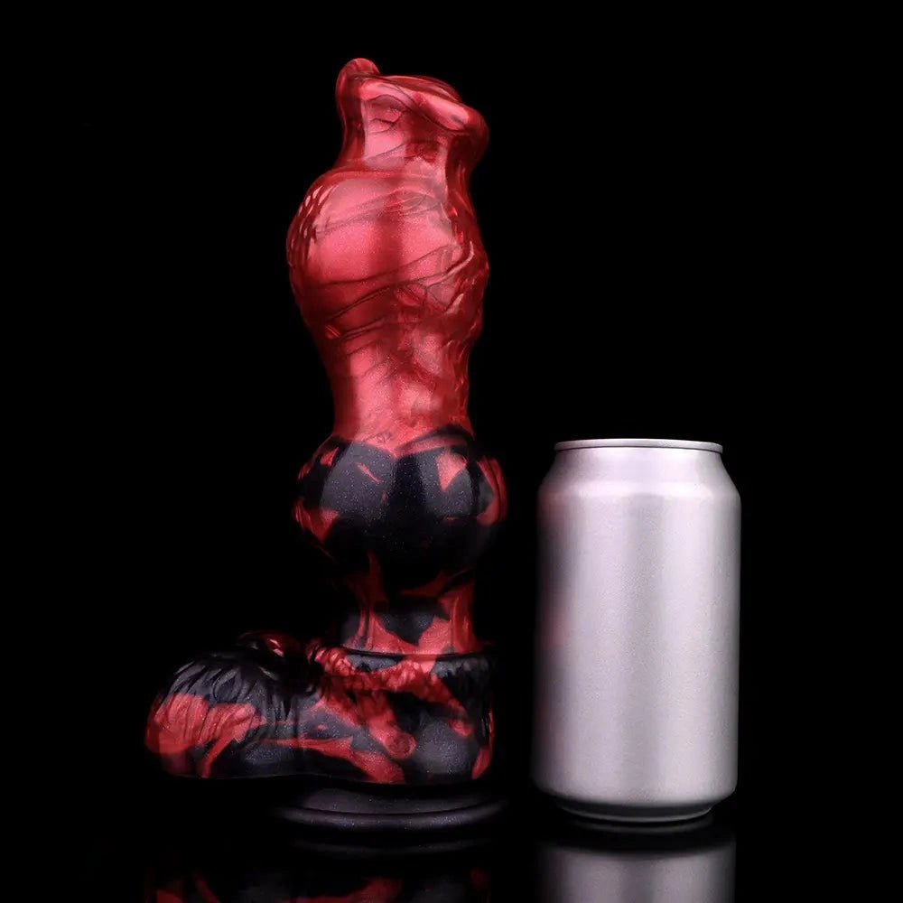 Red silicone knotted dog creature dildo, photo 9