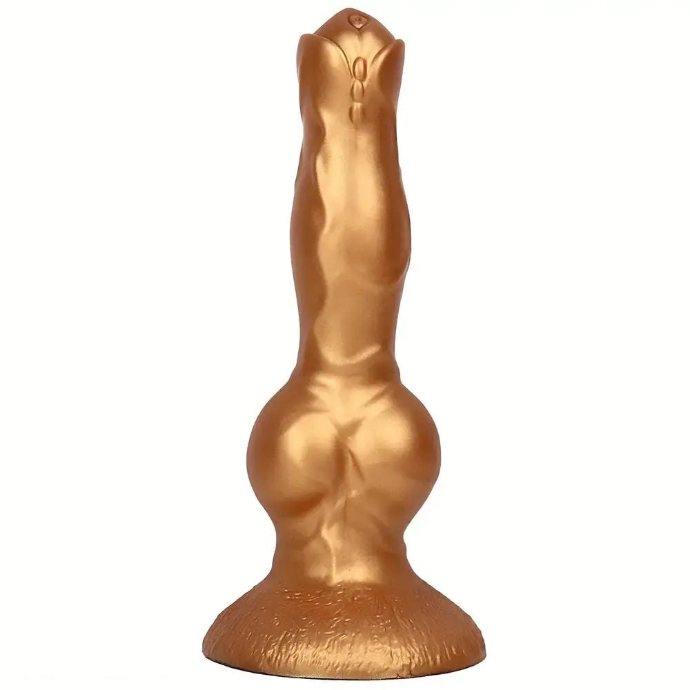 Gold silicone knotted dog dildo, photo 1