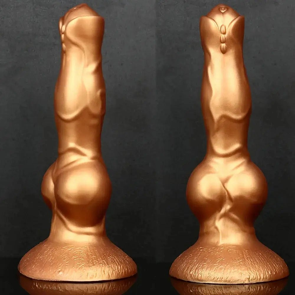 Gold silicone knotted dog dildo, photo 10