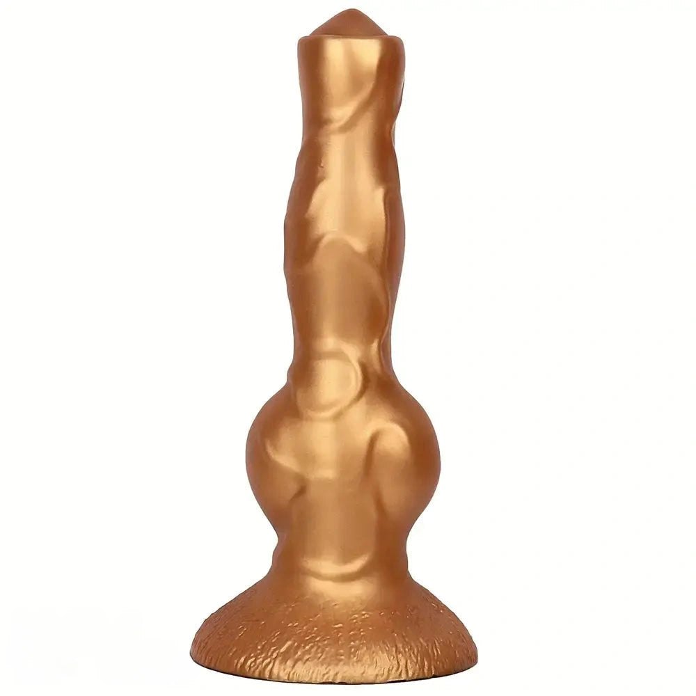 Gold silicone knotted dog dildo, photo 3