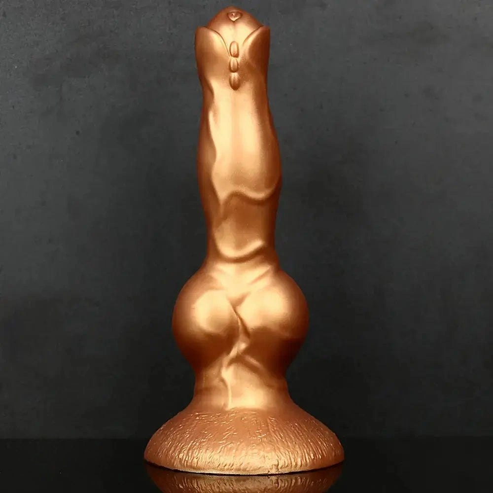 Gold silicone knotted dog dildo, photo 4