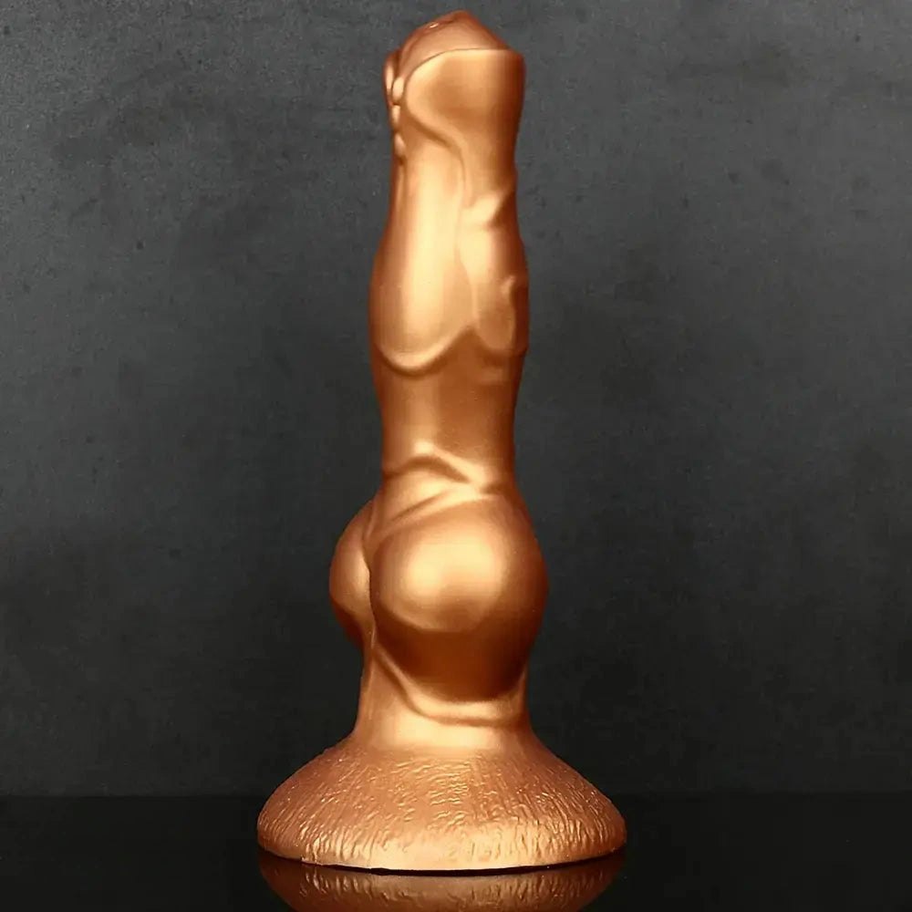 Gold silicone knotted dog dildo, photo 5