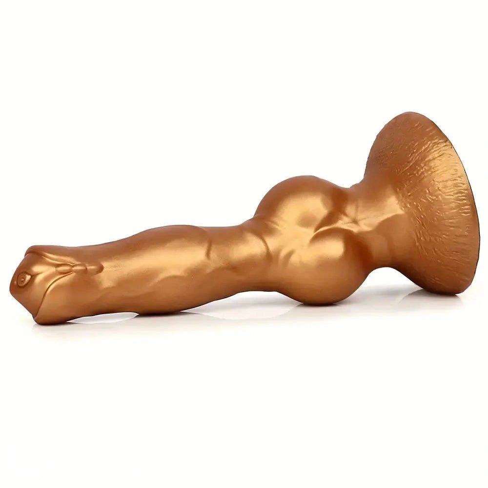 Gold silicone knotted dog dildo, photo 6