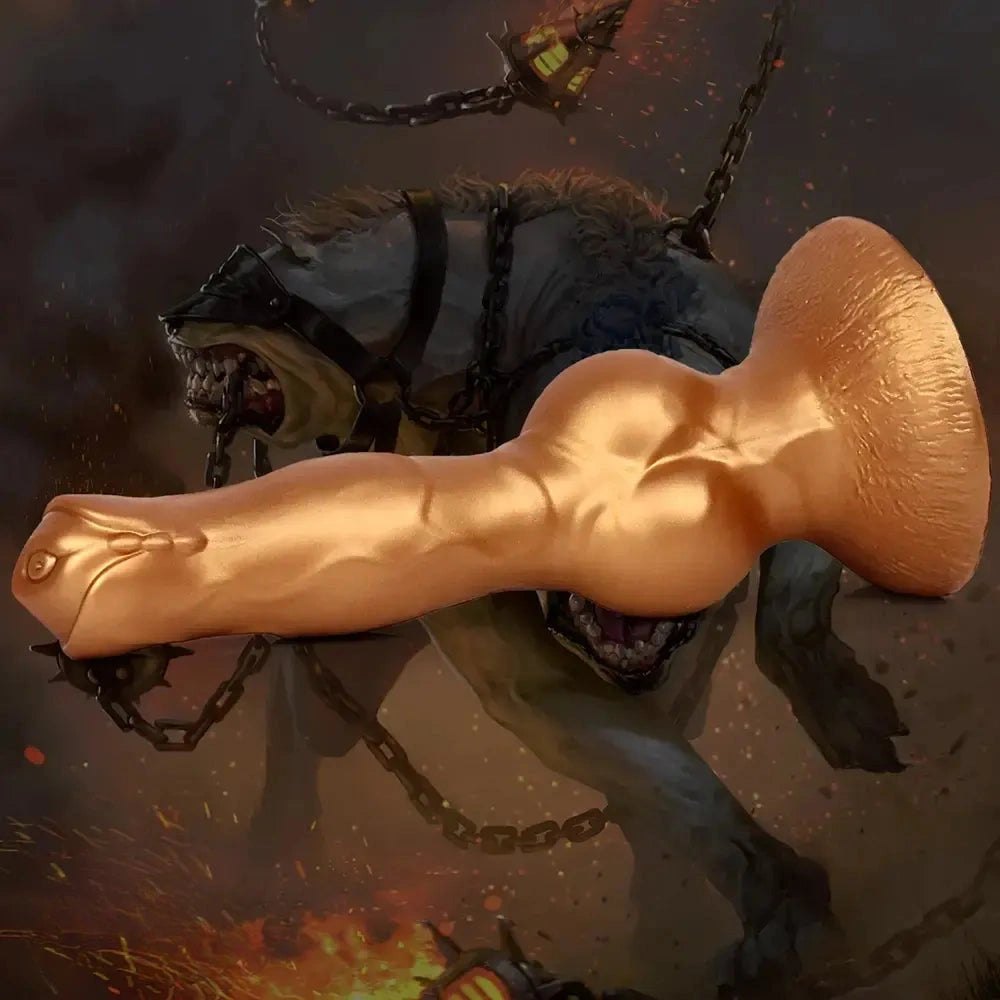 Gold silicone knotted dog dildo, photo 7