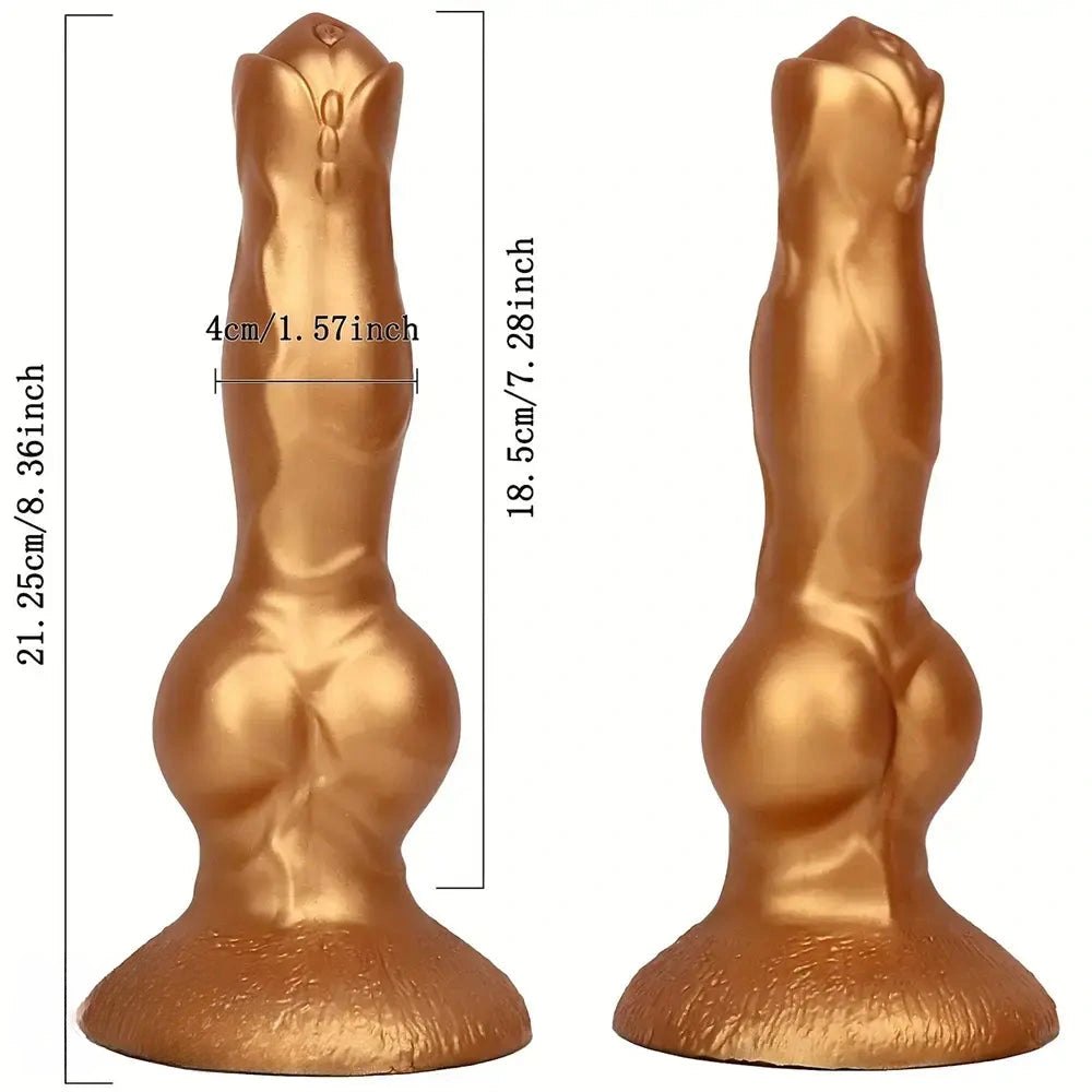 Gold silicone knotted dog dildo, photo 8