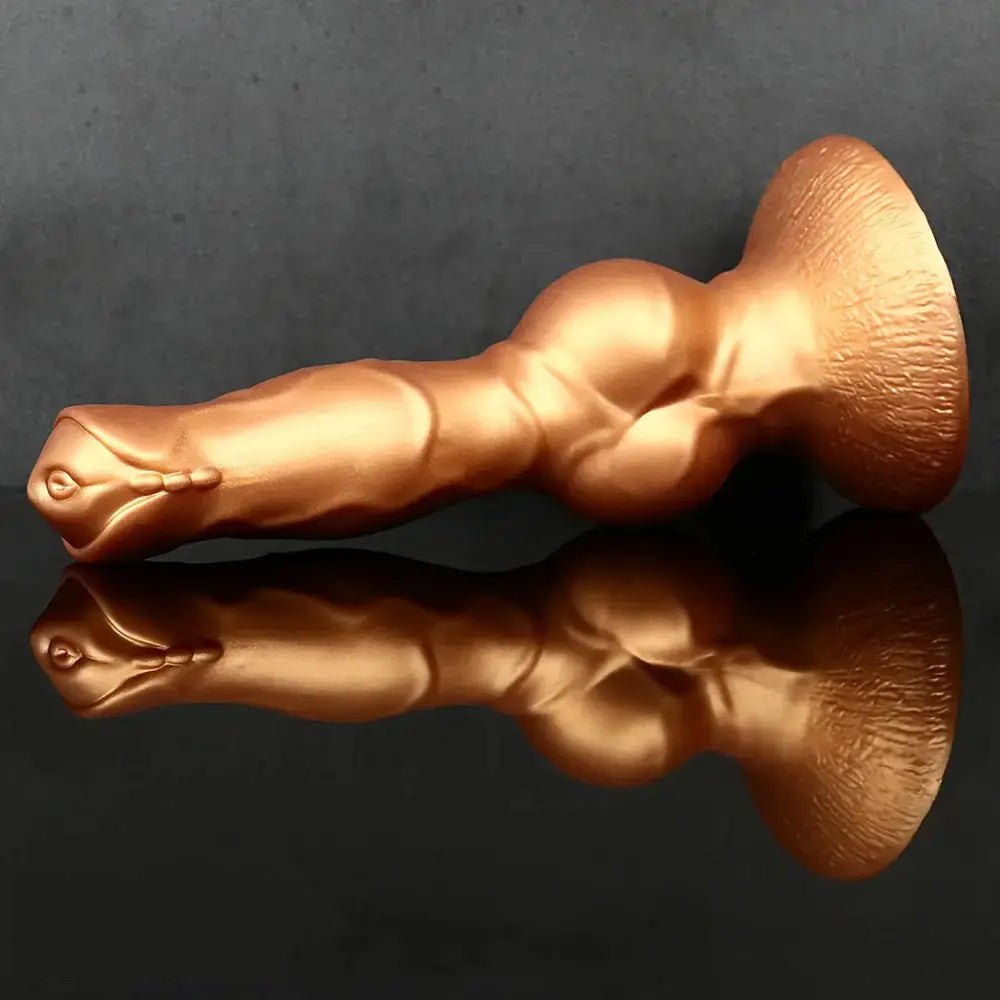 Gold silicone knotted dog dildo, photo 9