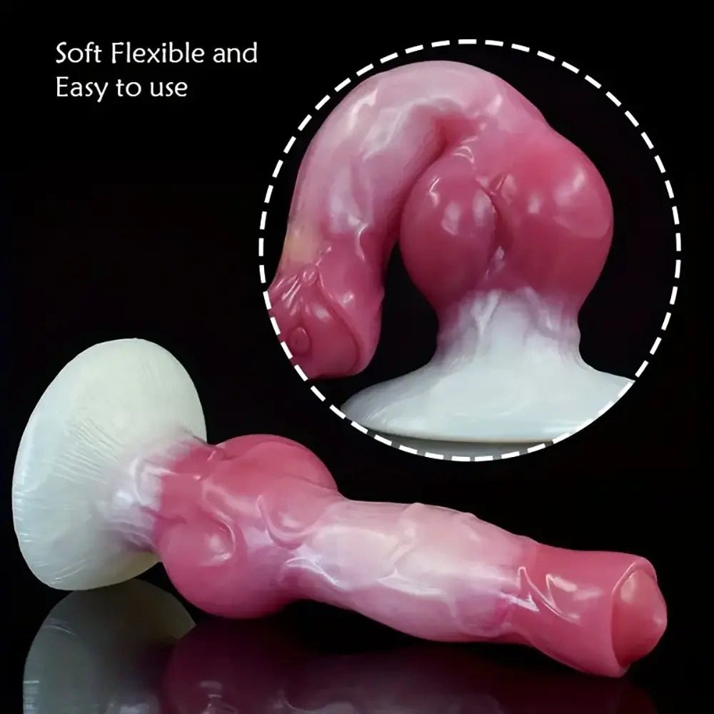 Mixed color knotted dog silicone dildo, photo 5