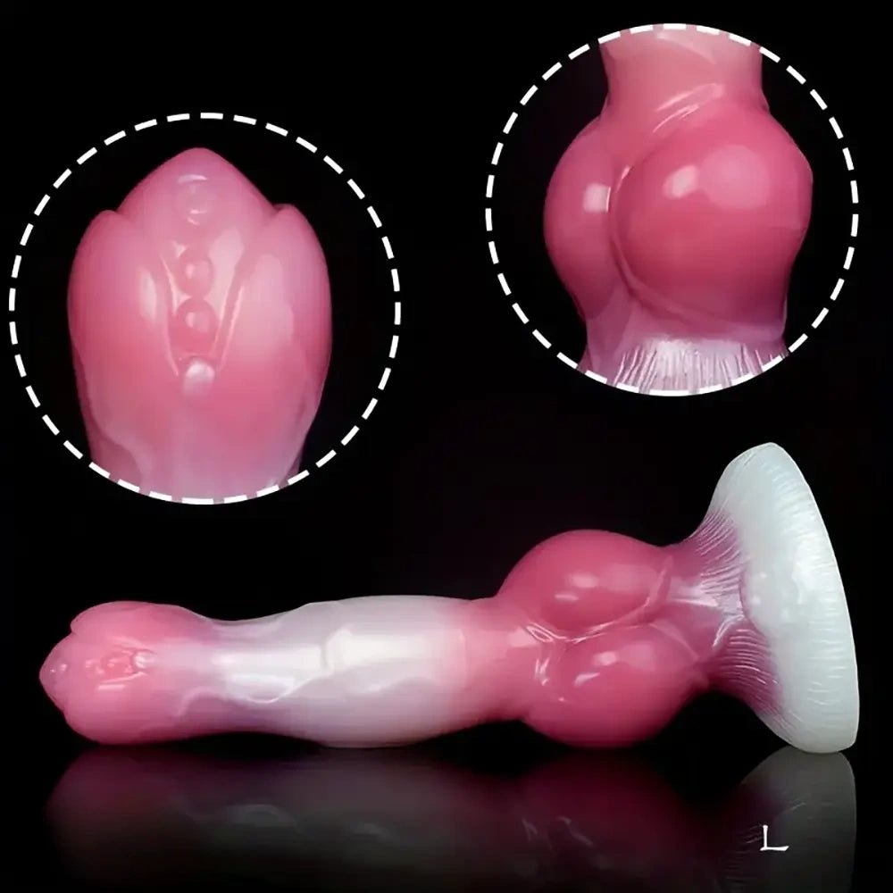 Mixed color knotted dog silicone dildo, photo 6