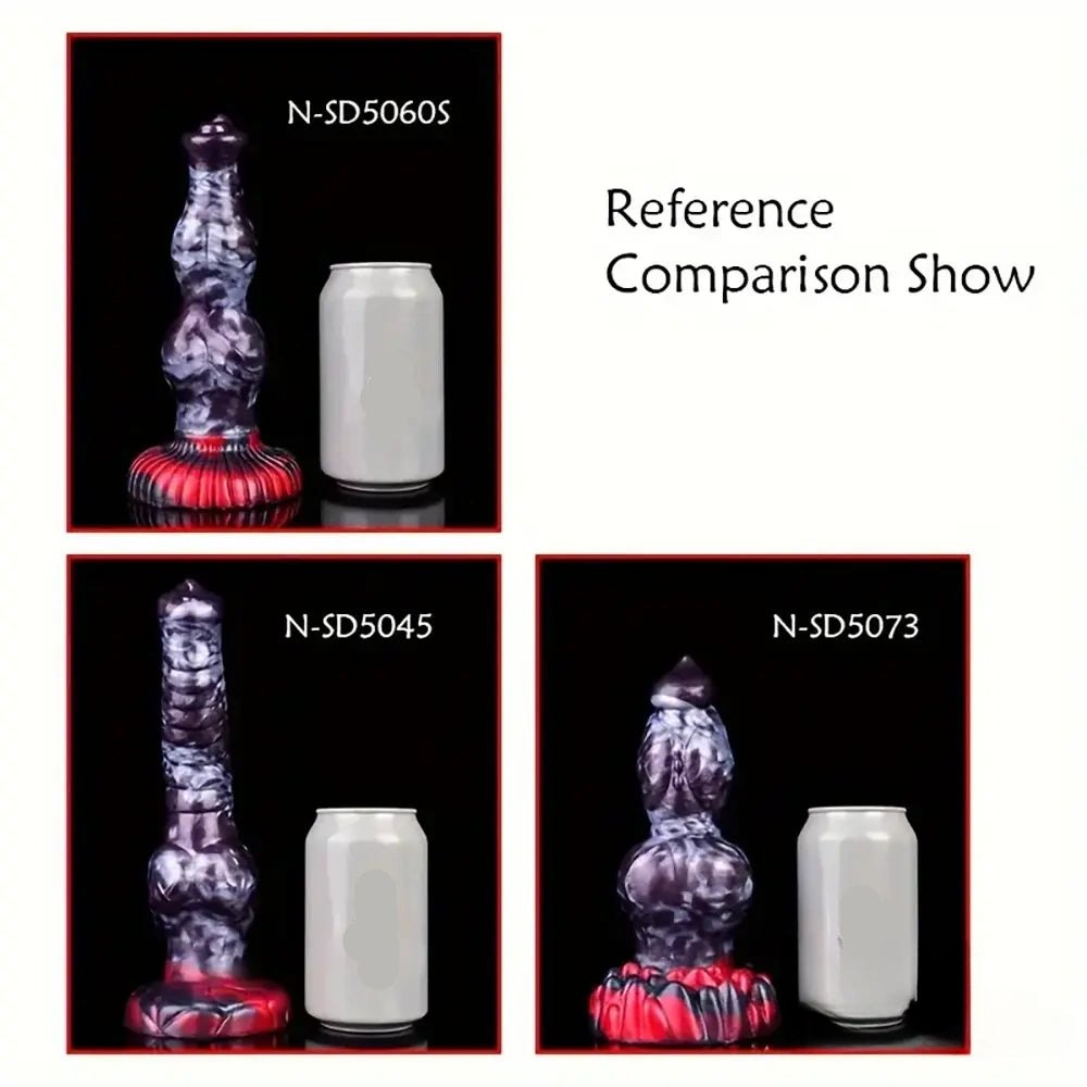 Marbled silicone knotted animal dildo with suction base, photo 7