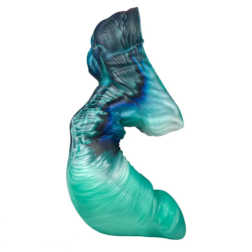 Teal ombre knotted fantasy creature dildo, photo 10