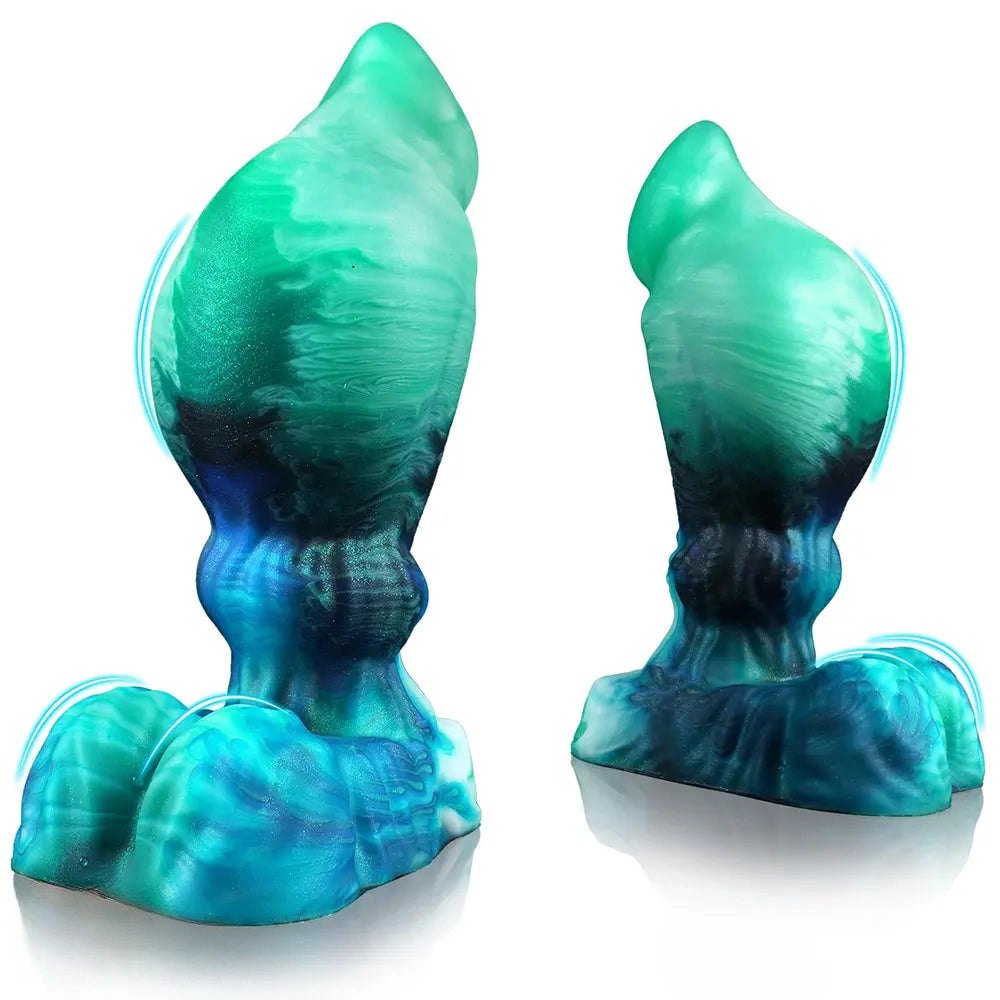 Teal ombre knotted fantasy creature dildo, photo 12