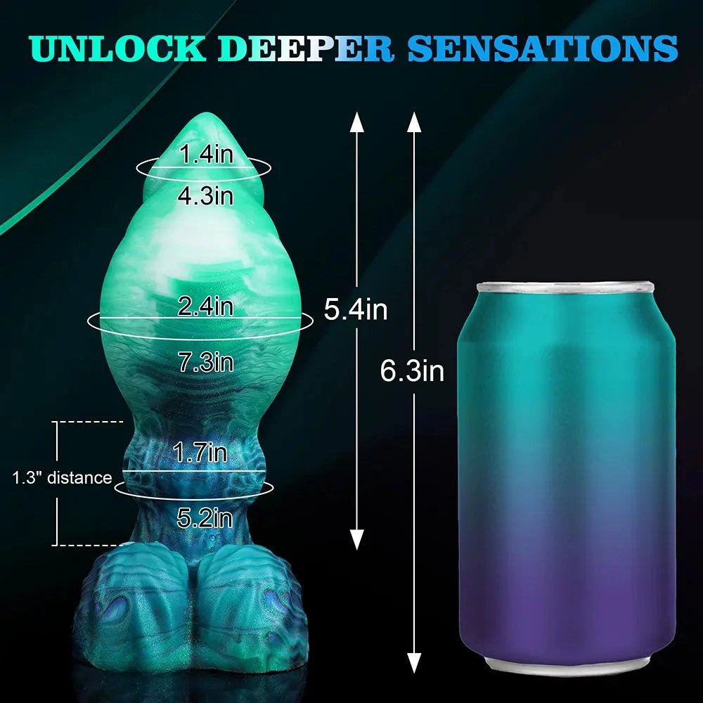 Teal ombre knotted fantasy creature dildo, photo 13