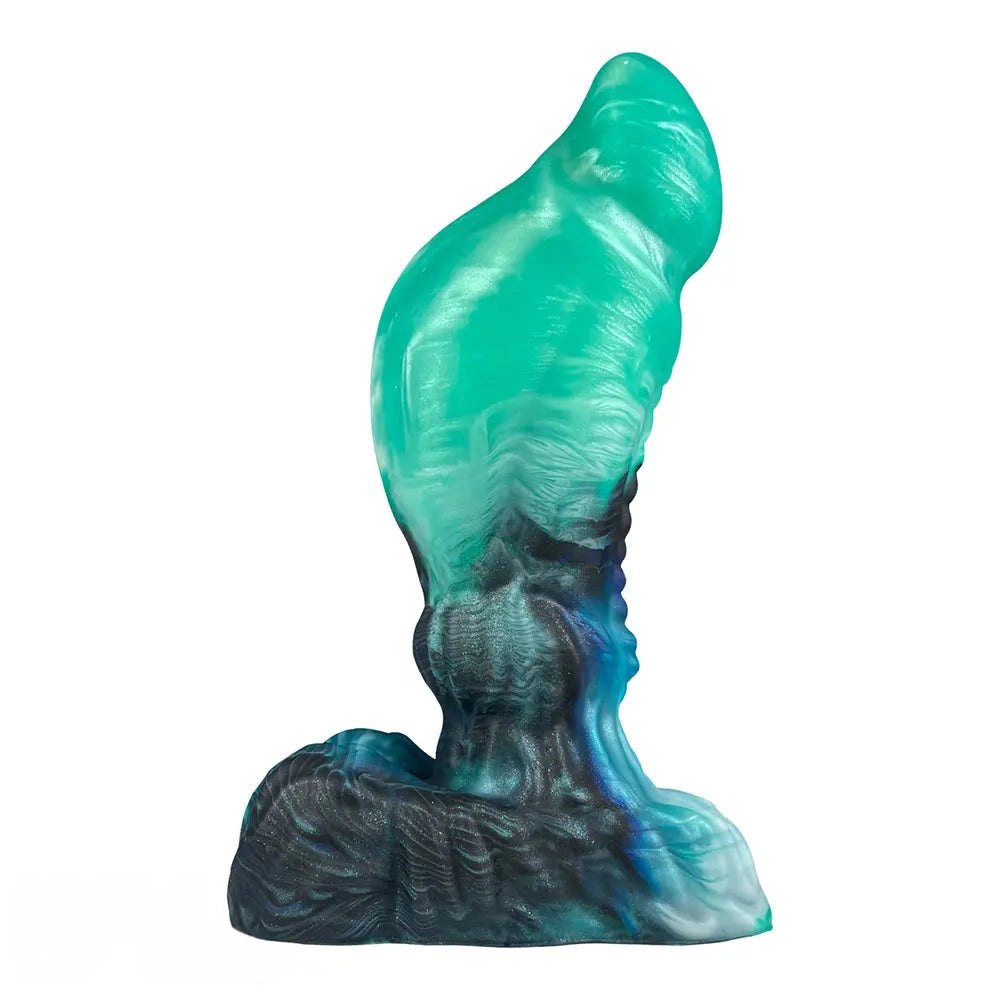 Teal ombre knotted fantasy creature dildo, photo 2