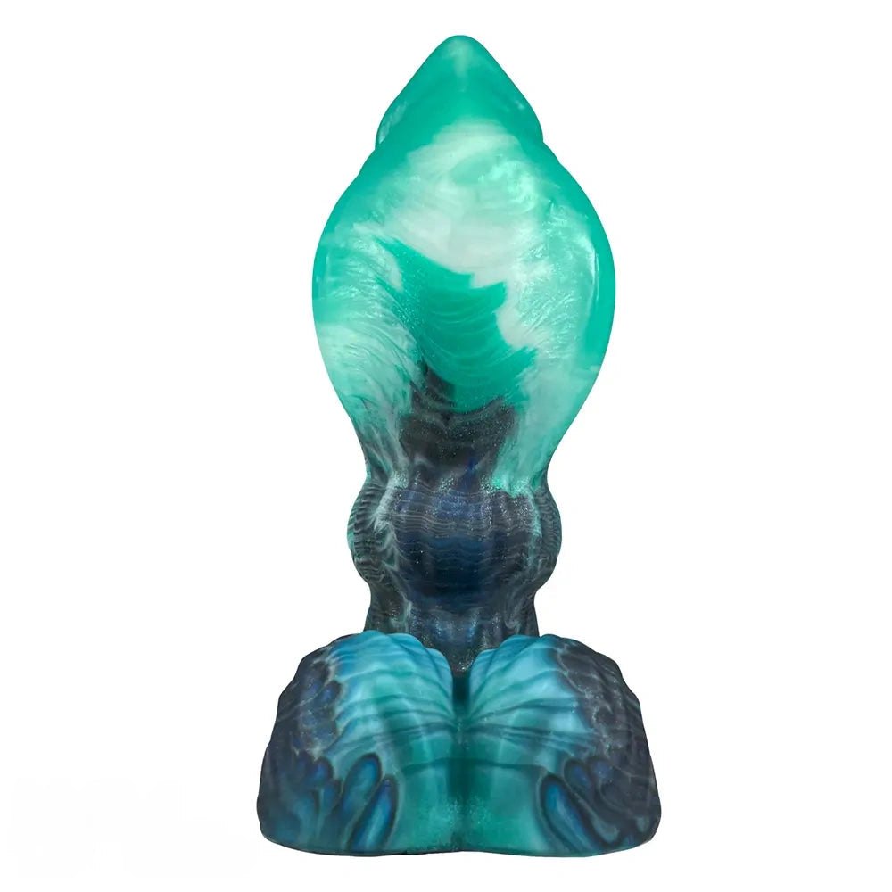 Teal ombre knotted fantasy creature dildo, photo 3