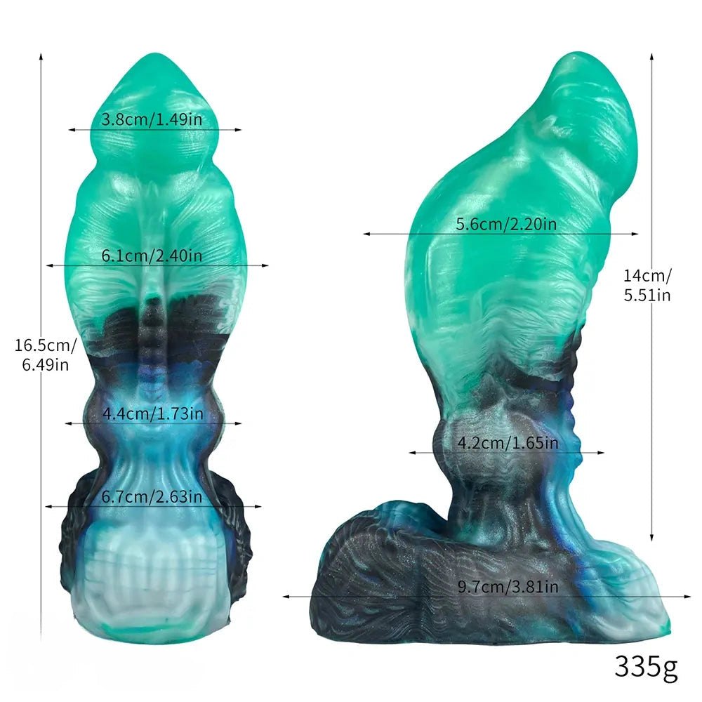 Teal ombre knotted fantasy creature dildo, photo 5