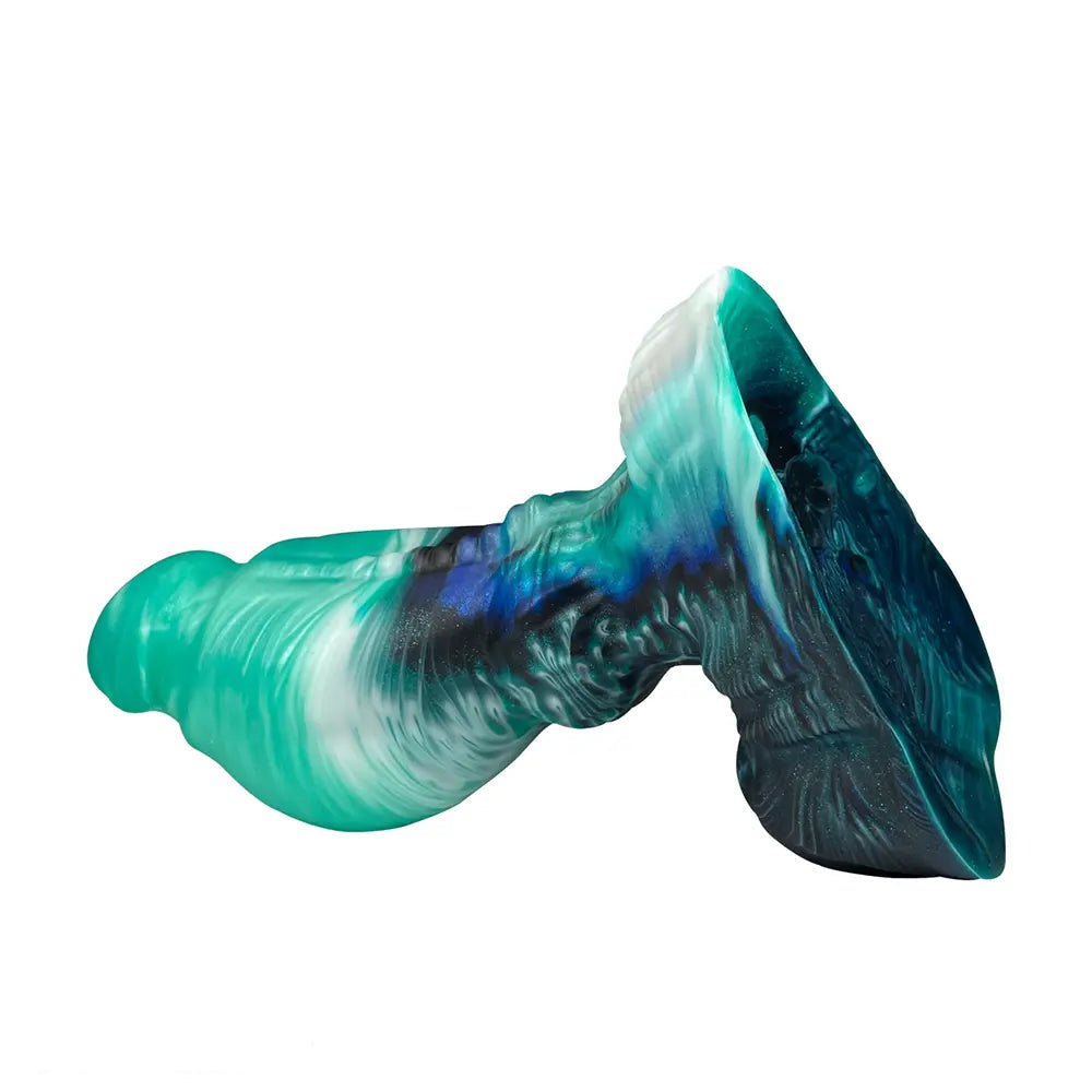Teal ombre knotted fantasy creature dildo, photo 8
