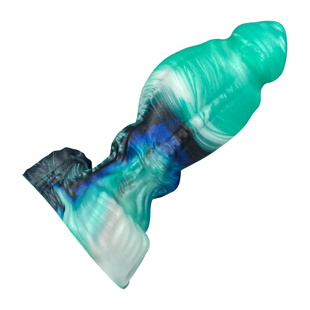 Teal ombre knotted fantasy creature dildo, photo 9