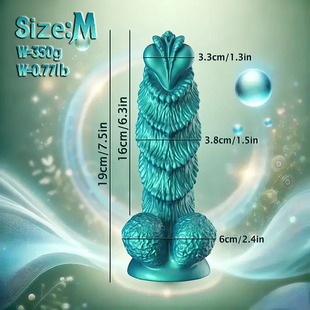 Green knotted fantasy silicone dildo, photo 12