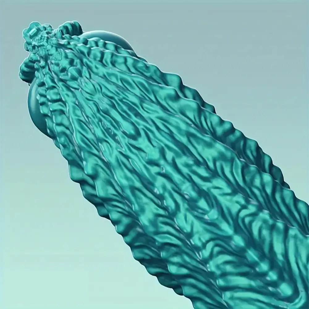 Green knotted fantasy silicone dildo, photo 3