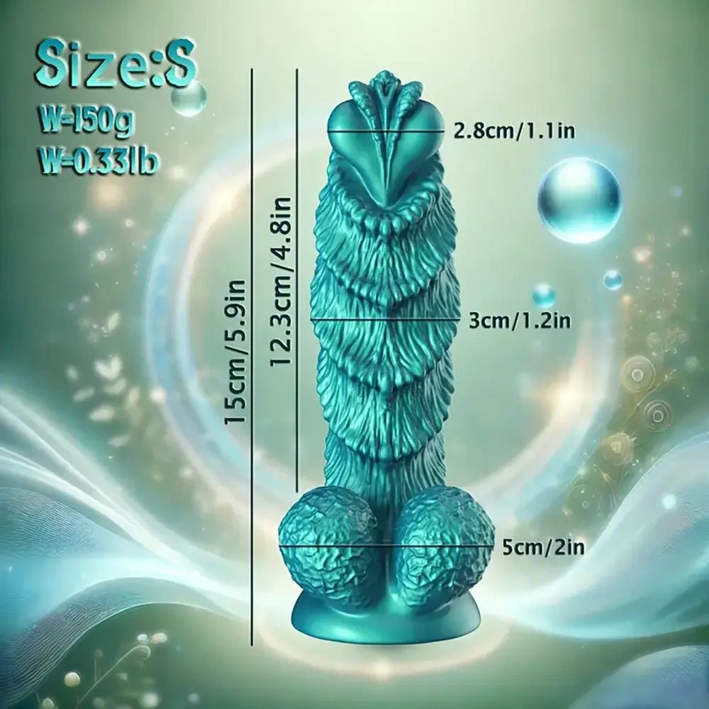 Green knotted fantasy silicone dildo, photo 7